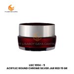 ACRYLIC ROUND CHROME SILVER JAR RED 15 GR