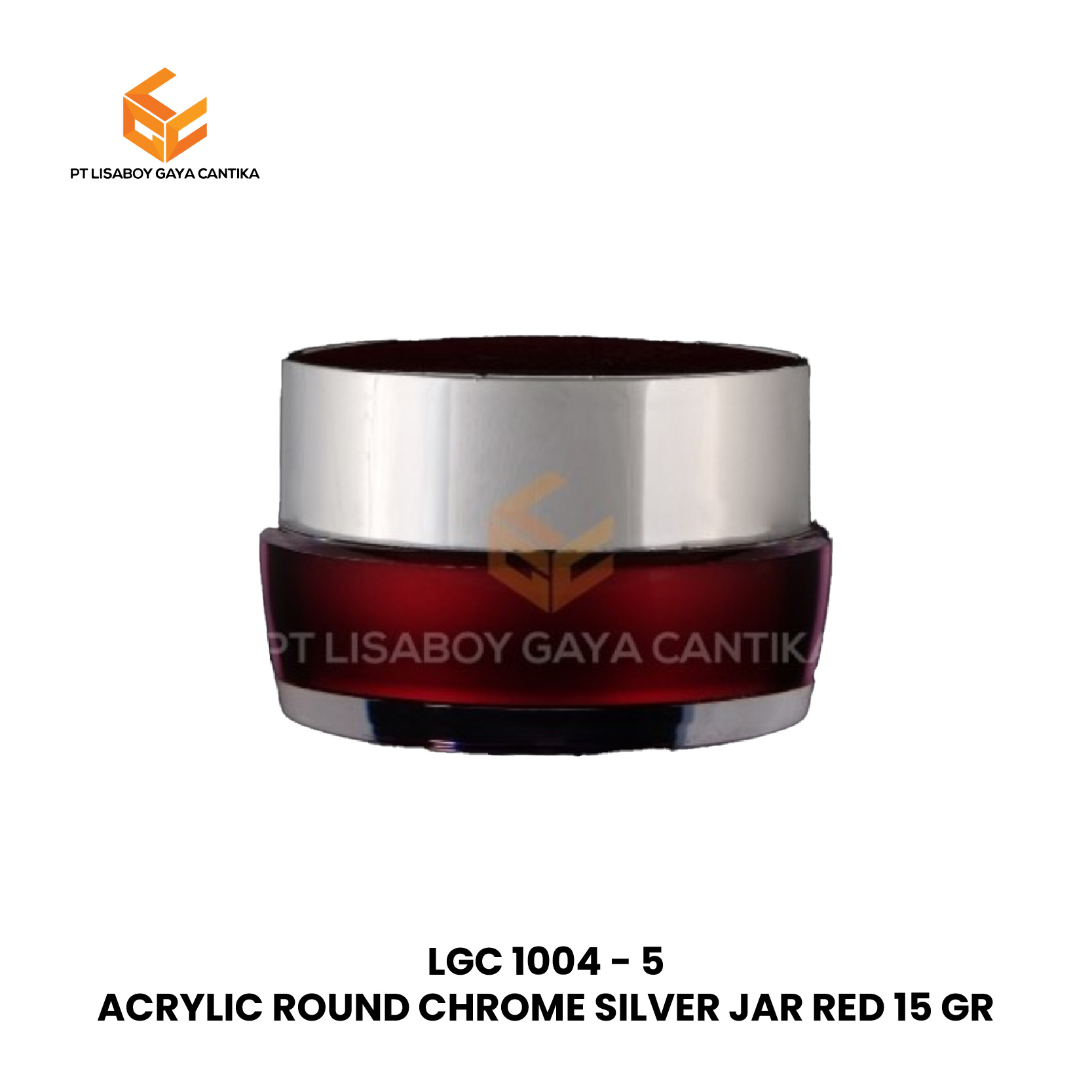 ACRYLIC ROUND CHROME SILVER JAR RED 15 GR