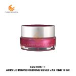 ACRYLIC ROUND CHROME SILVER JAR PINK 10 GR