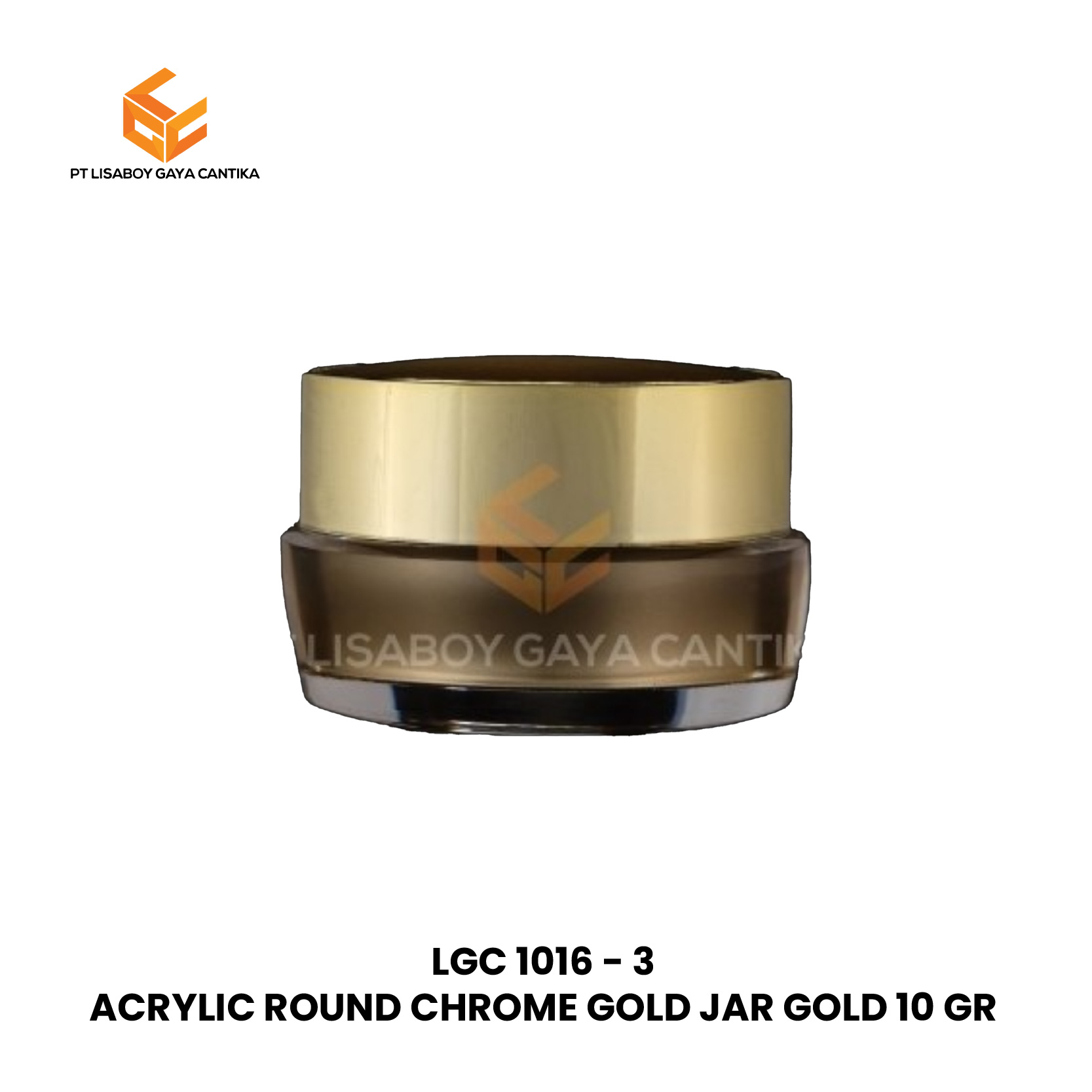ACRYLIC ROUND CHROME GOLD JAR GOLD 10 GR
