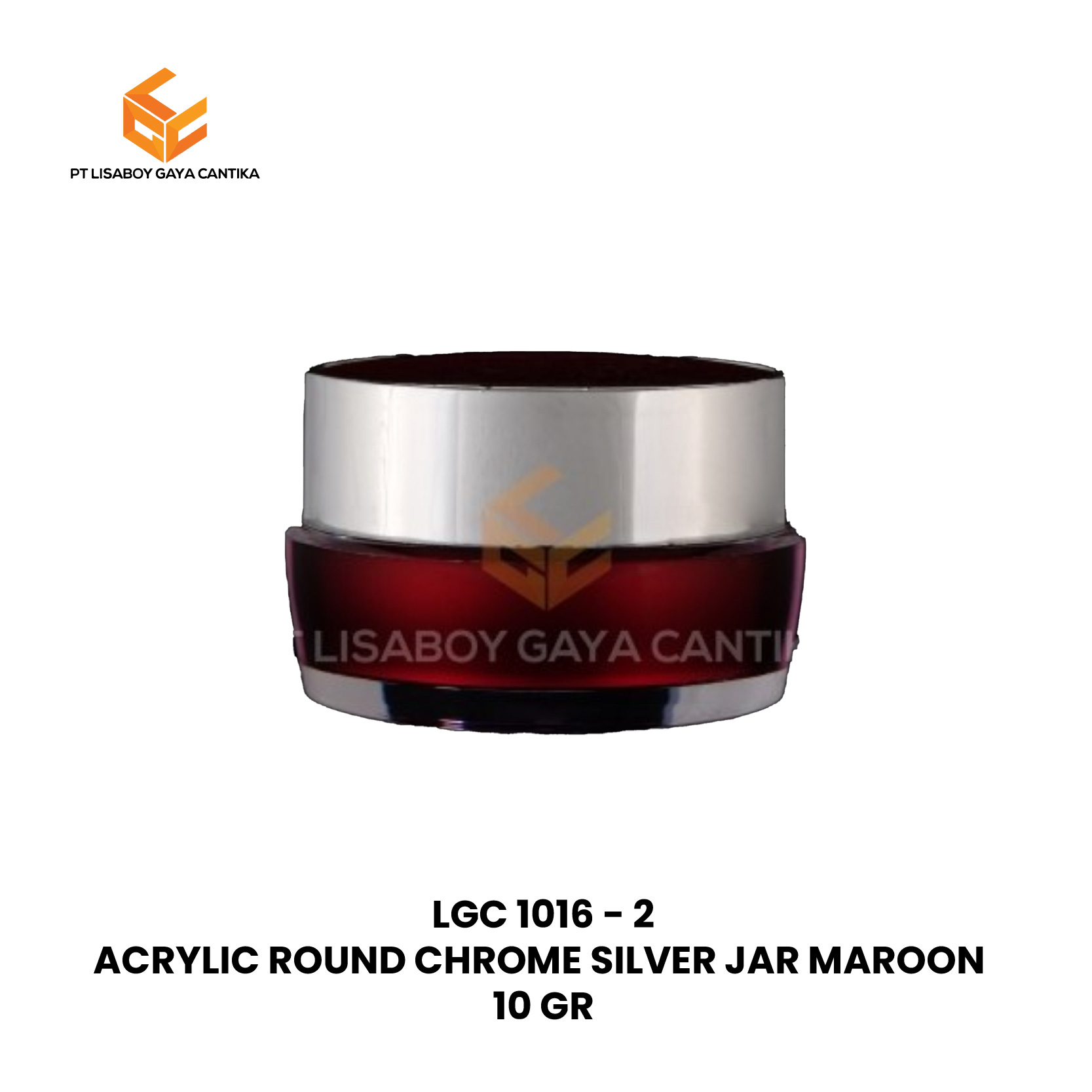 ACRYLIC ROUND CHROME SILVER JAR MAROON 10 GR