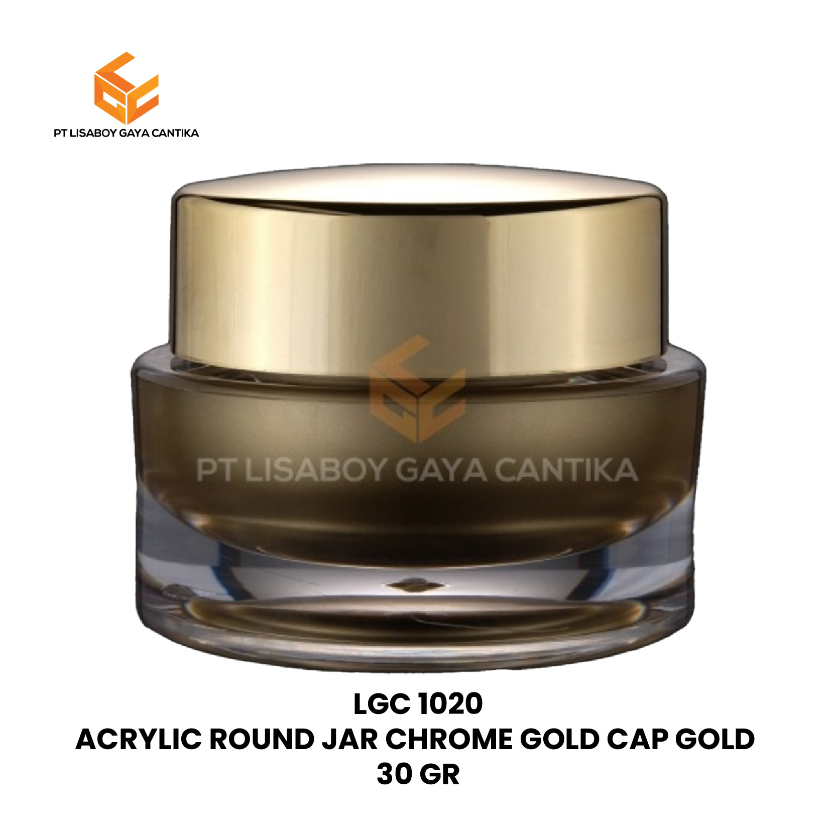 ACRYLIC ROUND JAR CHROME GOLD CAP GOLD 30 GR