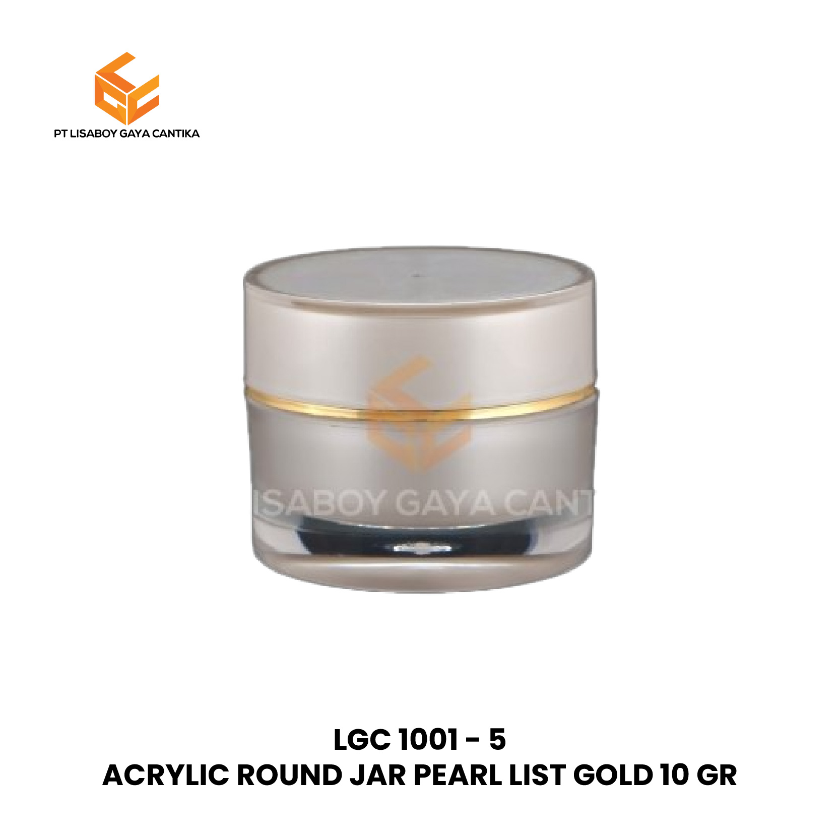 ACRYLIC ROUND JAR PEARL LIST GOLD 10 GR