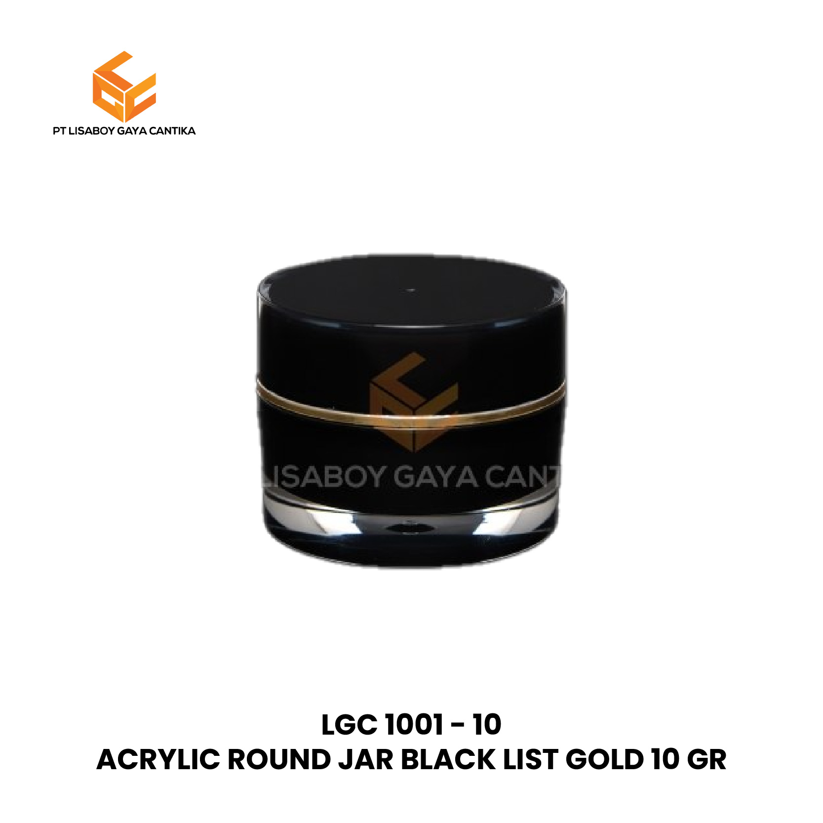 ACRYLIC ROUND JAR BLACK LIST GOLD 10 GR