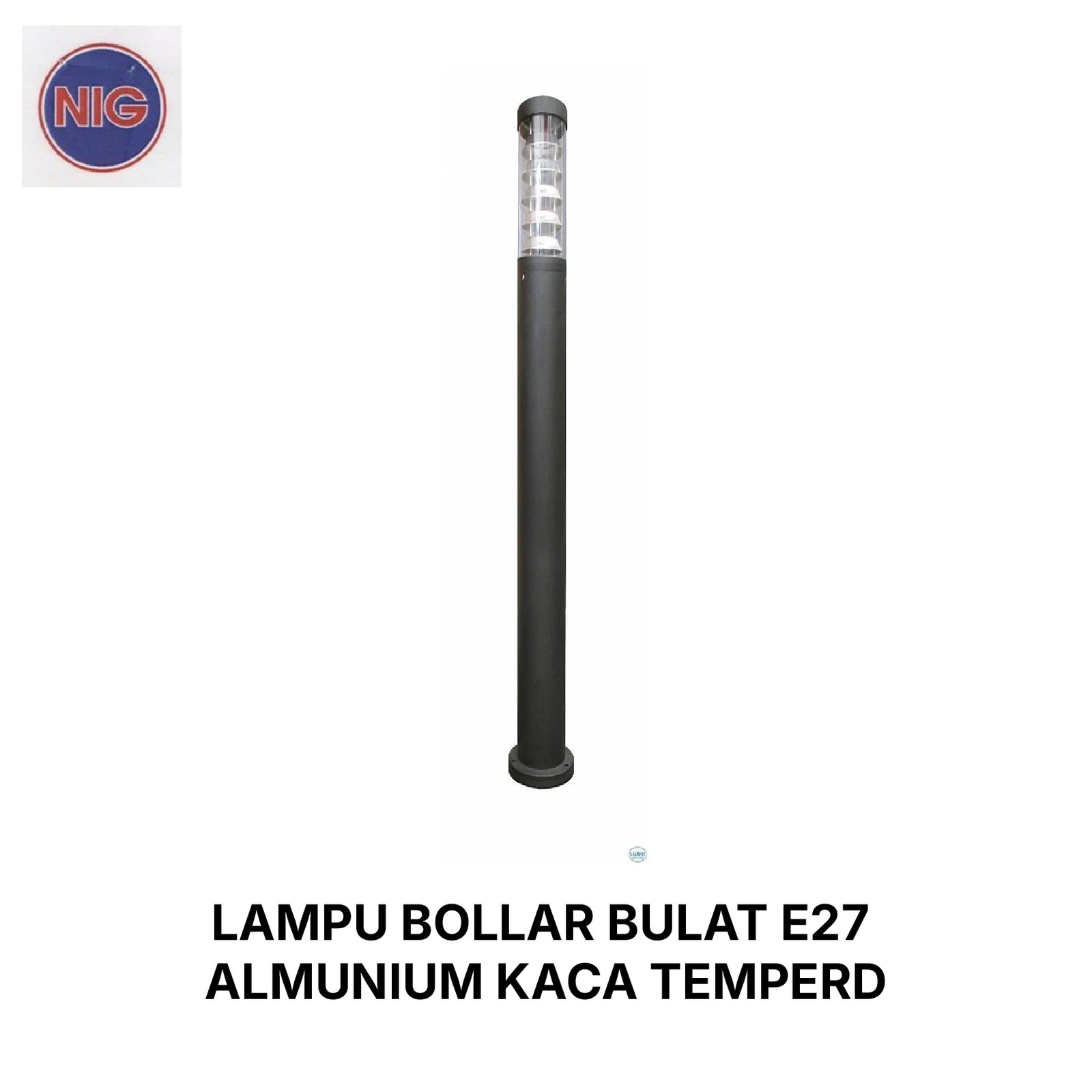 LAMPU BOLLAR BULAT E27 ALMUNIUM KACA TEMPERD