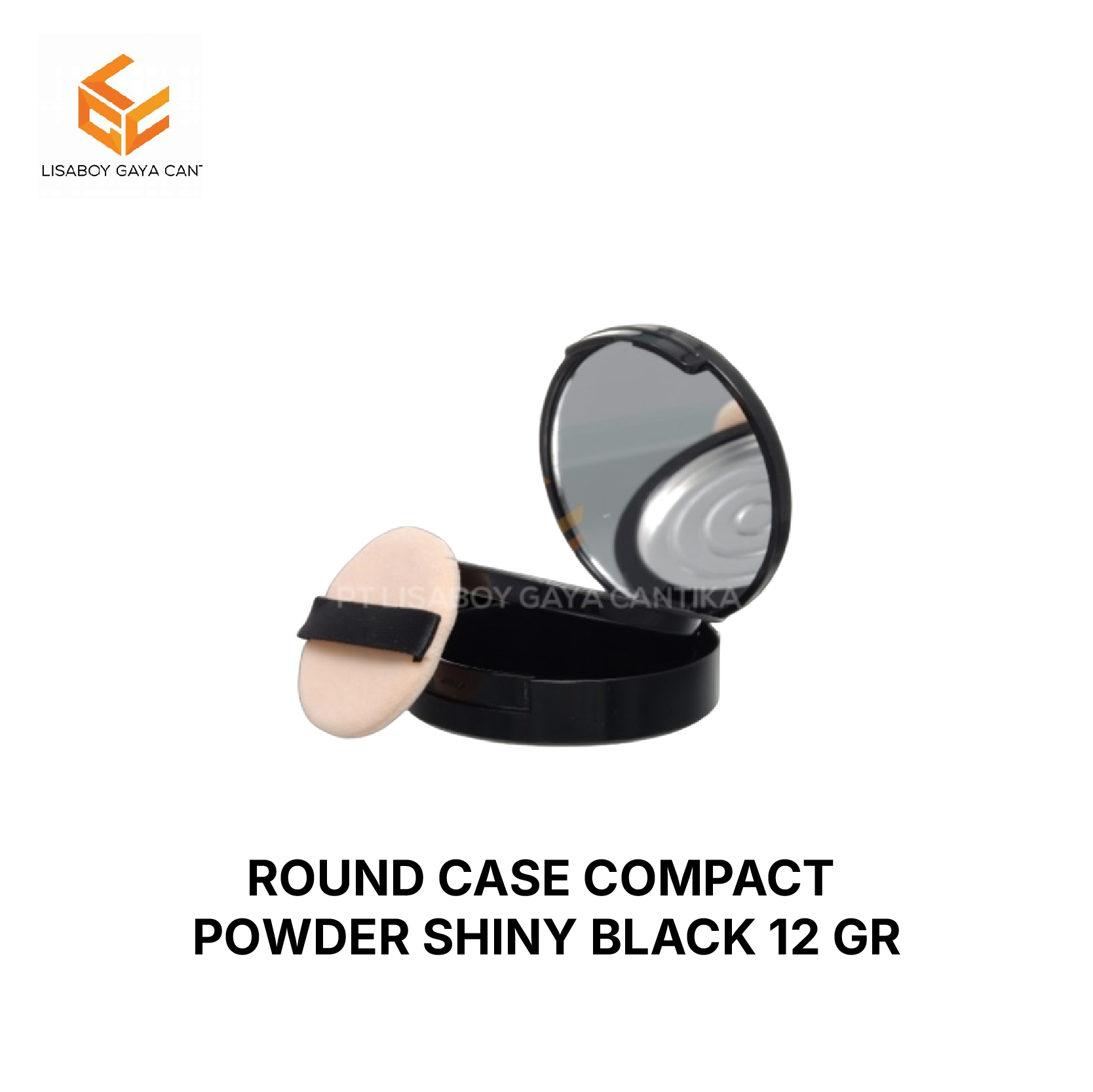 ROUND CASE COMPACT POWDER SHINY BLACK 12 GR