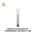 ROUND LIP GLOSS BOTTLE TRANSPARANT CAP WHITE 4 ML