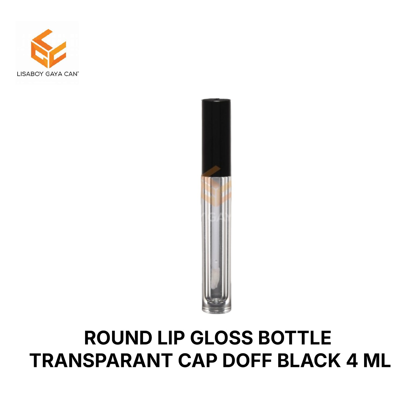 ROUND LIP GLOSS BOTTLE TRANSPARANT CAP DOFF BLACK 4 ML