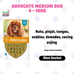 Advocate Medium Dog 4 - 10kg obat kutu pinjal tungau scabies demodex cacing anjing murah ampuh asli