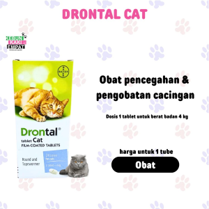 Drontal Cat 1 tab - Obat Cacing Kucing Murah Ampuh Bayer Sehat Tanpa Cacingan Asli