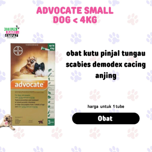 Advocate Small Dog < 4kg - obat kutu pinjal tungau scabies demodex cacing anjing murah asli