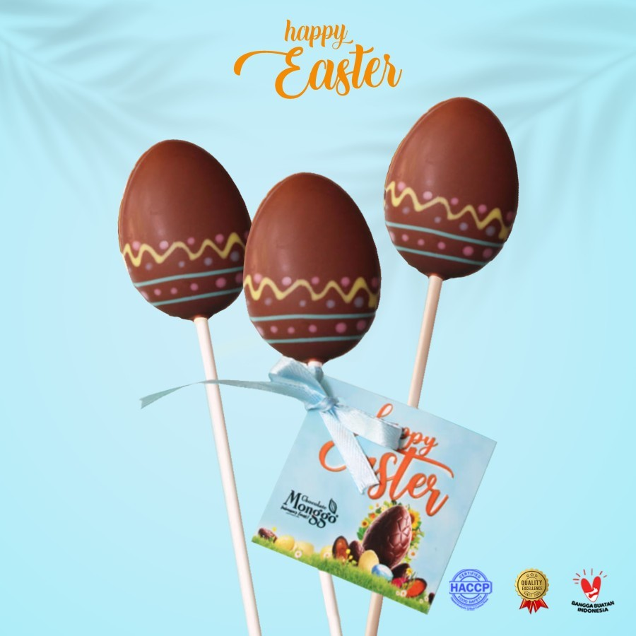 Chocolate Monggo | Lolipop Chocolate Easter Eggs 3x17gr | Telur Coklat - LollipopEggs3pc