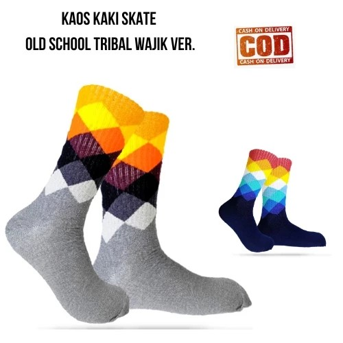 KAOS KAKI OLDSCHOOL MOTIF TRIBAL WAJIK A-B TEBAL PREMIUM