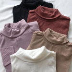 Kaos Turtleneck Pria Wanita Leher Tinggi Rib Premium |Turtleneck Tangan Panjang Rajut wanita Pretty