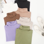 Kaos Turtleneck Pria Wanita Leher Tinggi Rib Premium |Turtleneck Tangan Panjang Rajut wanita Pretty