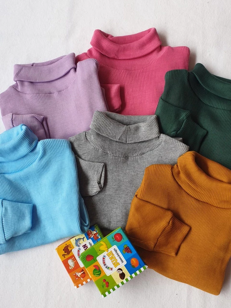Baju Rajut Gaya Korea Pakaian Anak Perempuan Turtle Neck Sweater Turtleneck Rajut Anak Perempuan Umur 7 - 12 Tahun