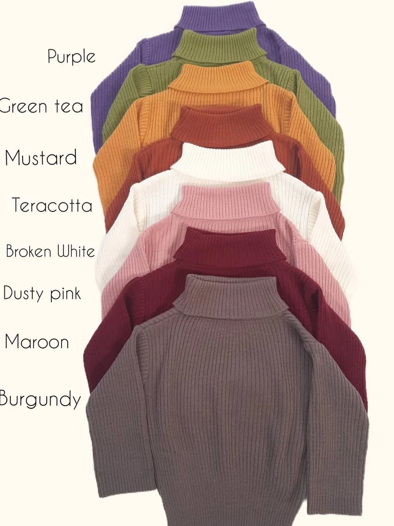 Baju Rajut Gaya Korea Pakaian Anak Perempuan Turtle Neck Sweater Turtleneck Rajut Anak Perempuan Umur 7 - 12 Tahun