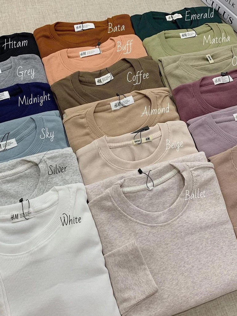 Kaos Rib premium lengan panjang | Kaos polos lengan panjang rib premium / Kaos polos / Kaos Rib / Kaos Lengan Panjang / Kaos Wanita Premium