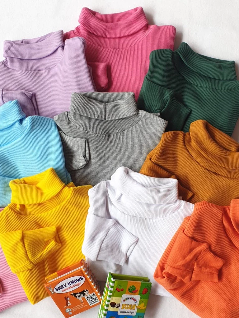 Baju Rajut Gaya Korea Pakaian Anak Perempuan Turtle Neck Sweater Turtleneck Rajut Anak Perempuan Umur 7 - 12 Tahun