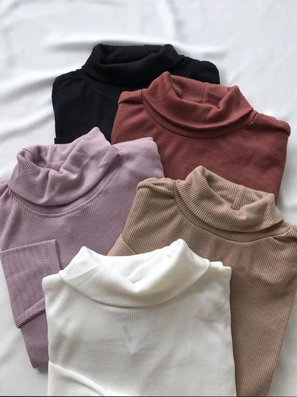 RIB Turtle neck PREMIUM TEBAL kerah TINGGI/ turtleneck full catton polos terlaris ribb wanita/pria