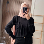 Kaos Lengan Panjang Rumbai / Knit Ruffle / blouse Korean raffle rib premium