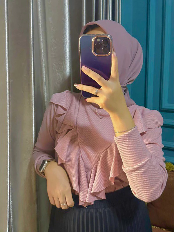 Kaos Lengan Panjang Rumbai / Knit Ruffle / blouse Korean raffle rib premium
