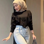 Kaos Lengan Panjang Rumbai / Knit Ruffle / blouse Korean raffle rib premium