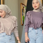 Kaos Lengan Panjang Rumbai / Knit Ruffle / blouse Korean raffle rib premium