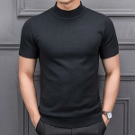 Turtleneck Pendek Pria Kaos Pria Polos Lengan Pendek Kerah Tinggi