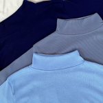 Atasan Rajut Wanita Turtleneck - Kerah Tinggi Lengan Pendek - Kaos Turtleneck Rib Turtleneck Lengan Pendek - Kaos Viral Korea Style