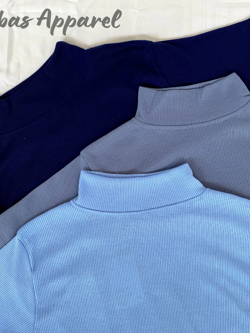 Atasan Rajut Wanita Turtleneck - Kerah Tinggi Lengan Pendek - Kaos Turtleneck Rib Turtleneck Lengan Pendek - Kaos Viral Korea Style