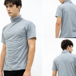 Turtleneck Pendek Pria Kaos Pria Polos Lengan Pendek Kerah Tinggi
