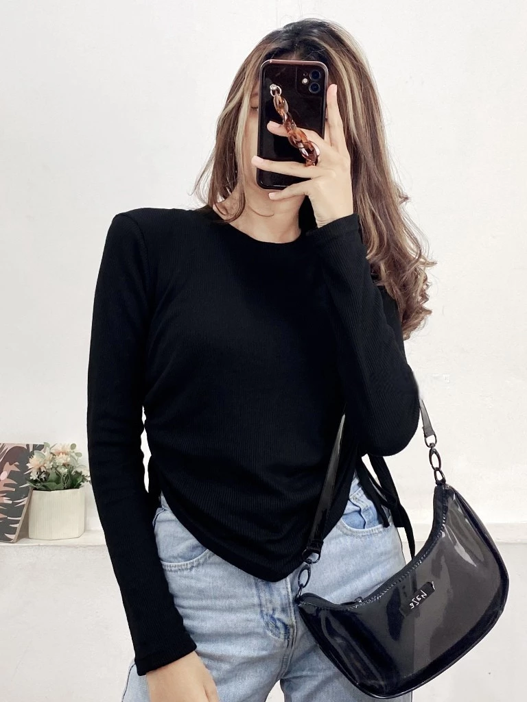 Blouse Serut Samping Wanita | Valen Top Blouse Knit | Atasan Rajut Terbaru Bahan Rib Premium