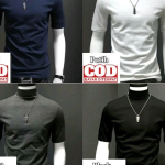 Turtleneck Pendek Pria Kaos Pria Polos Lengan Pendek Kerah Tinggi