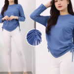 Blouse Serut Samping Wanita | Valen Top Blouse Knit | Atasan Rajut Terbaru Bahan Rib Premium