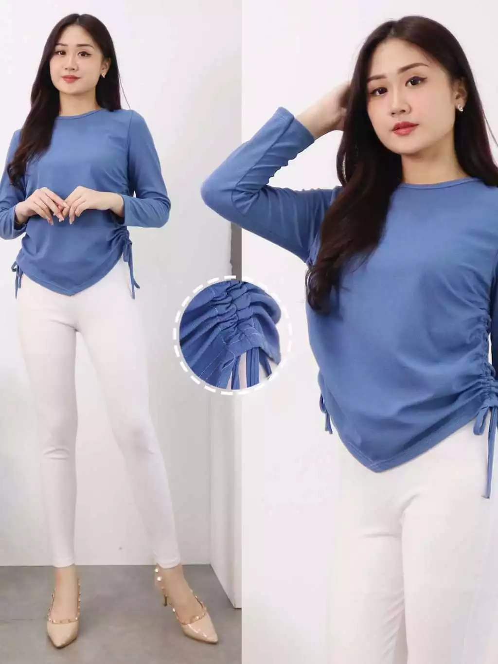 Blouse Serut Samping Wanita | Valen Top Blouse Knit | Atasan Rajut Terbaru Bahan Rib Premium