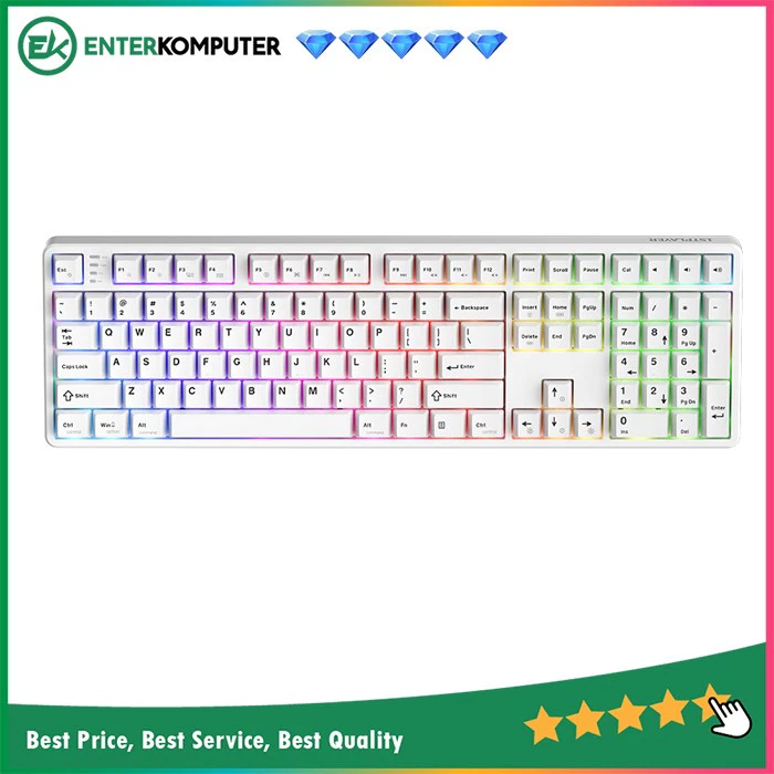 1STPLAYER DK6.0 White - Gaming Mechanical Keyboard 104 Keys Layout (Blue Switch) - RGB Backligting