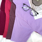 Atasan Rajut Wanita Turtleneck - Kerah Tinggi Lengan Pendek - Kaos Turtleneck Rib Turtleneck Lengan Pendek - Kaos Viral Korea Style