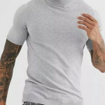 Turtleneck Pendek Pria Kaos Pria Polos Lengan Pendek Kerah Tinggi