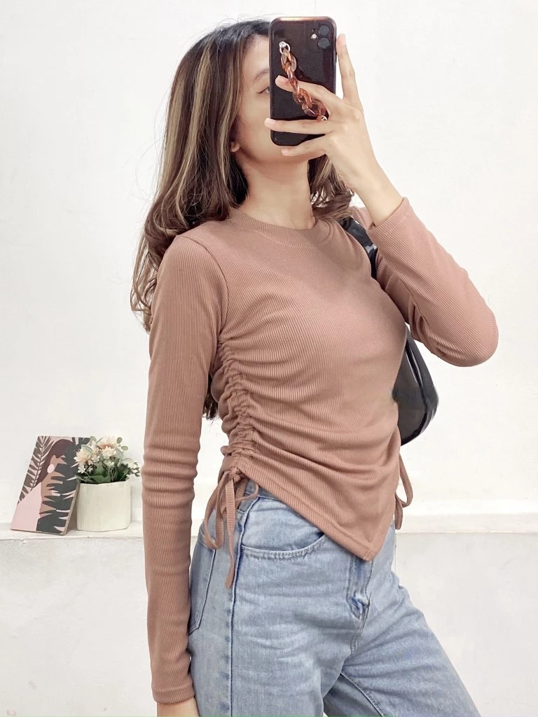 Blouse Serut Samping Wanita | Valen Top Blouse Knit | Atasan Rajut Terbaru Bahan Rib Premium