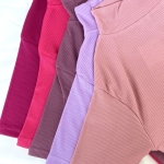 Atasan Rajut Wanita Turtleneck - Kerah Tinggi Lengan Pendek - Kaos Turtleneck Rib Turtleneck Lengan Pendek - Kaos Viral Korea Style