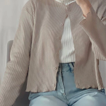 Cardigan Rajut Crop Premium Kancing Depan Wanita Lengan Panjang Terbaru Korean Style Bahan Rib Waffle