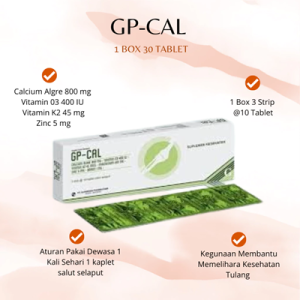 GP-CAL | 1 Box 30 Tablet | Membantu Memelihara Tulang | Membantu Memenuhi Asupan Kalsium Ibu Hamil