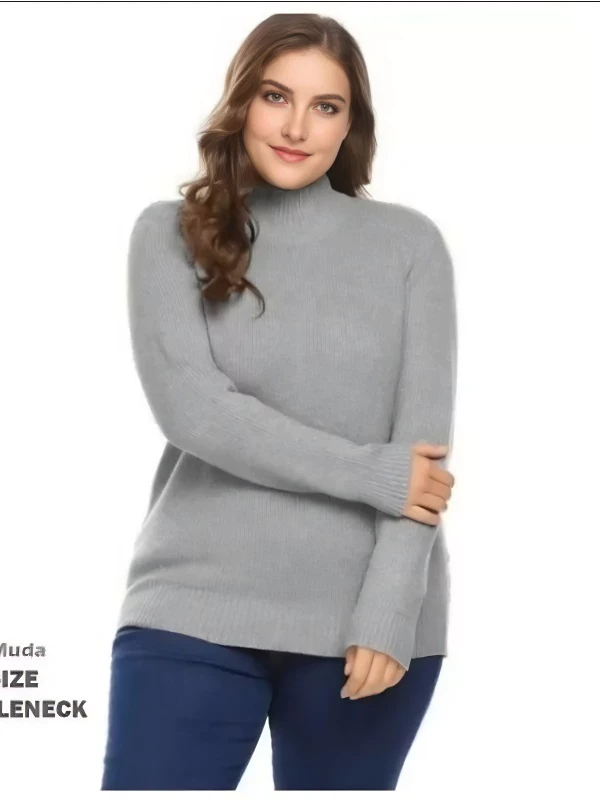 TURTLENECK WANITA JUMBO / KAOS RAJUT RIB TURTLENECK LENGAN PANJANG BIG SIZE