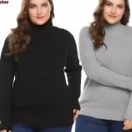 TURTLENECK WANITA JUMBO / KAOS RAJUT RIB TURTLENECK LENGAN PANJANG BIG SIZE