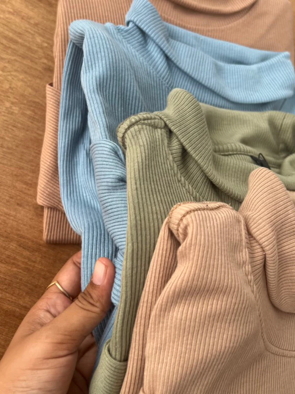 TURTLENECK WANITA JUMBO / KAOS RAJUT RIB TURTLENECK LENGAN PANJANG BIG SIZE