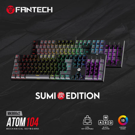 Fantech Atom MK886 V2 Sumi Edition RGB Mechanical Gaming Keyboard Full Size