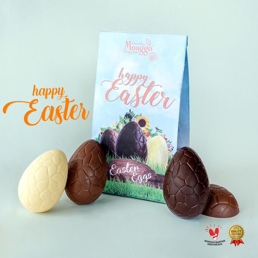 Chocolate Monggo | Big Easter Chocolate eggs 3x40gr | Telur Paskah - BigEggs3x40gr