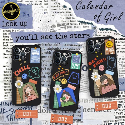 Case iPhone Softcase Black Macaron Calender of Girl