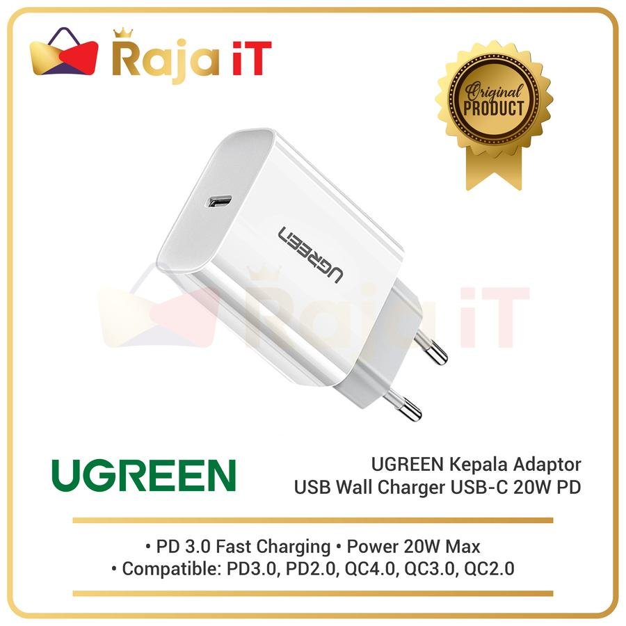 UGREEN Kepala Adaptor IPHONE 12 USB Wall Charger Type-C PD 20W